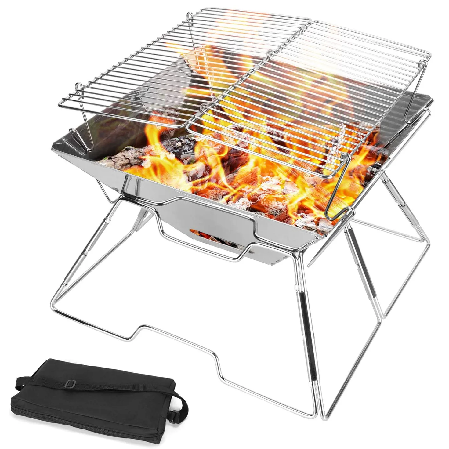 

Be Raised And Lowered Portable Stainless Steel BBQ Grill Non-stick Surface Folding Barbecue Grill Outdoor Camping Picnic Tool