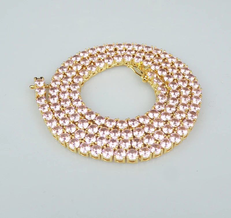 Новое мужское ожерелье в стиле хип хоп розовое и Золотое кварцевое мозаичное 2020