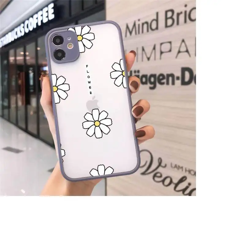 

daisy flower Cute cartoon Phone Cases matte transparent For iphone 7 8 11 12 plus mini x xs xr pro max luxury brand cover