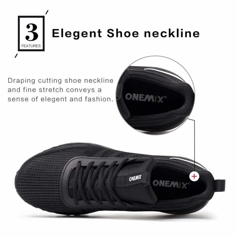 ONEMIX High Top Running Shoes For Men Shock Absorption Sport Height Increased Air Cushion Sneakers Outdoor Walking Jogging Shoes