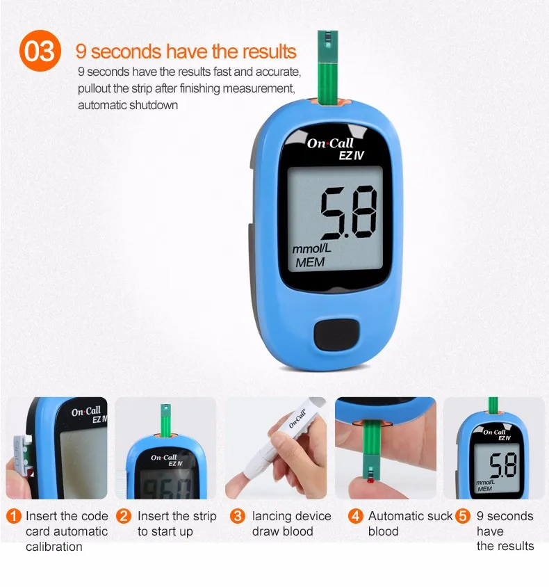 По вызову EZ IV глюкометр mmol/L бытовой тестер уровня сахара в крови система мониторинга глюкозы для диабетиков с полосками