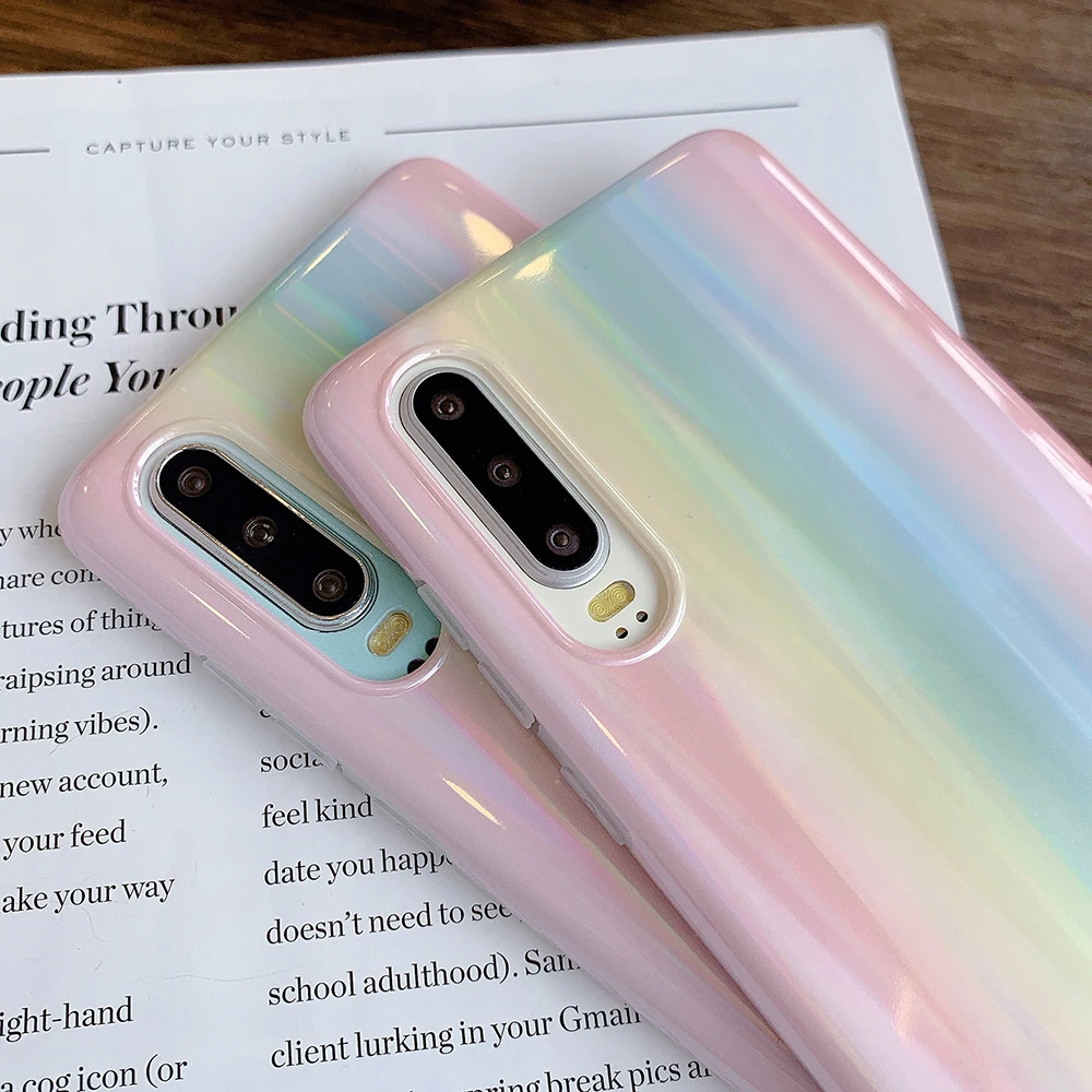 Голографический чехол LOVECOM для Huawei P20 P30 P40 Pro Mate 20 30 мягкий IMD с полным корпусом