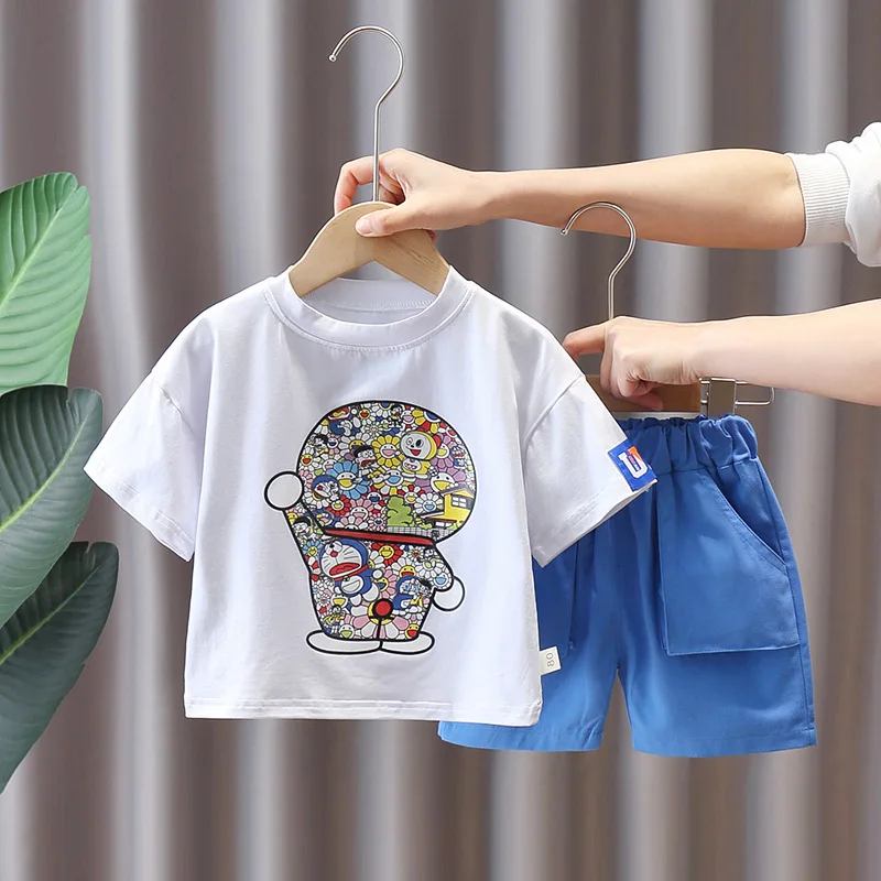 

Для малышей, лето, комплекты детской одежды для мальчиков, комплекты 2021 с героями мультфильмов с короткими рукавами для девочек топы + шорты,...