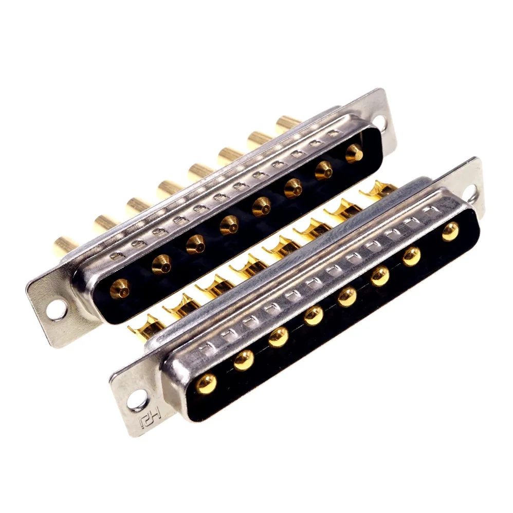 D-Sub Connector 30 AMP Current 8 Power Position 8 Pin Combo Plug Male Pins Machined 8W8 Gold Flash Panel Mount Wire Solder Cup D-Sub Connector 30 AMP Current 8 Power Position 8 Pin Combo Plug Male Pins Machined 8W8 Gold Flash Panel Mount Wire Solder Cup