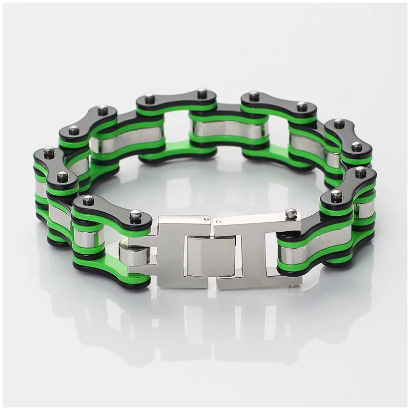 

Mens Bicycle Bracelet Chain 316L Stainless Steel Green Black Motorcycle Bike Bracelets Customizable Logo Fashion for Friend Gift