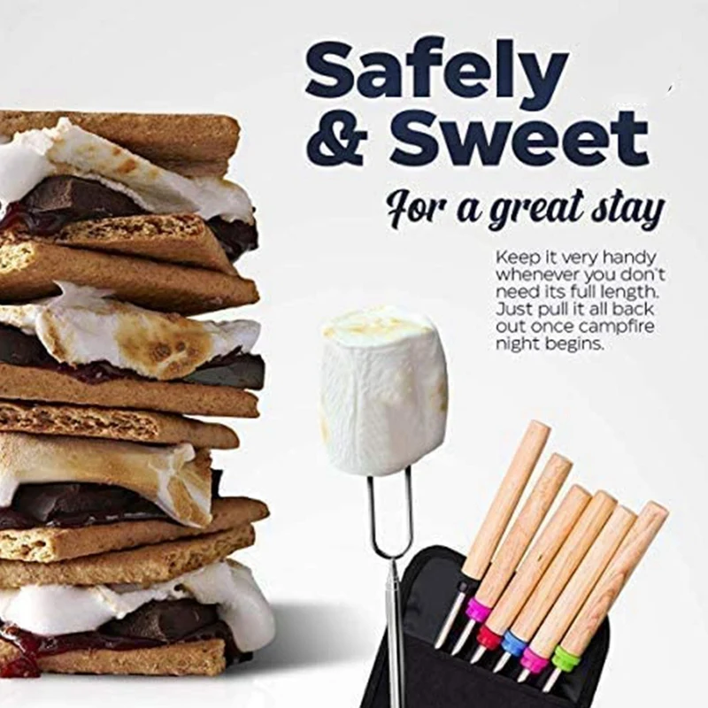 

Marshmallow Sticks,16 Pcs Roasting Sticks for BBQ/Campfire/Camping,Stainless Steel Smores Sticks with Wooden Handles