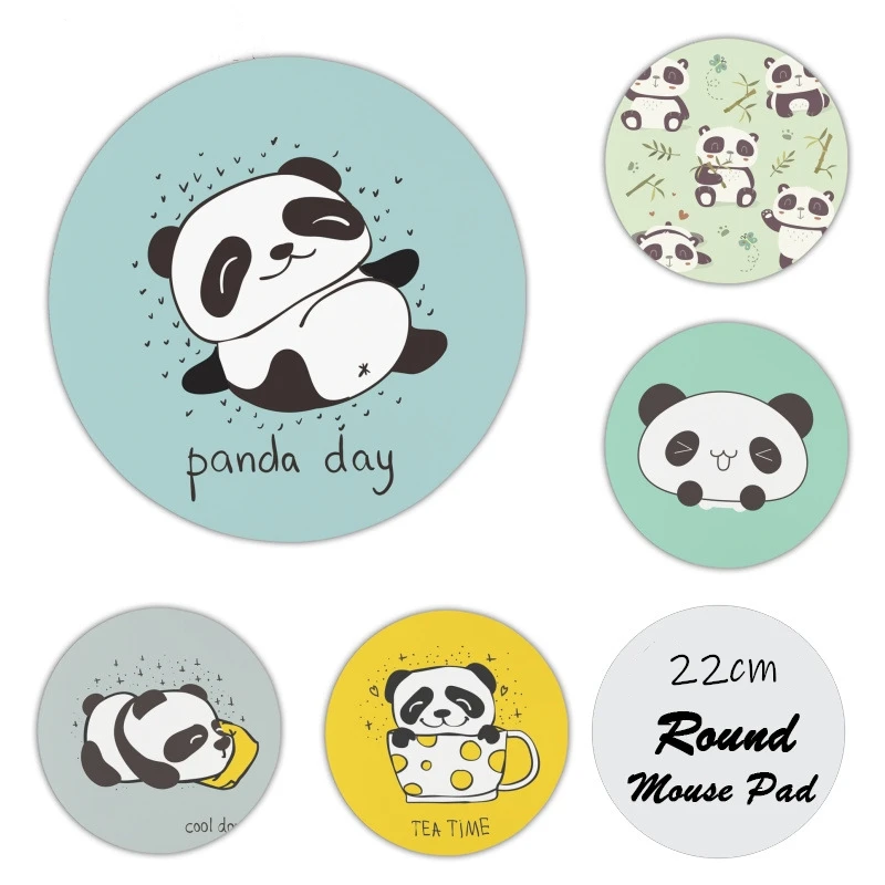 Мультфильм панда коврик для мыши Круглый 22 см резиновая нескользящая игра