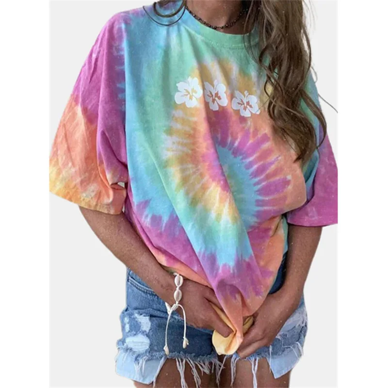 

Tie Dye Butterfly Print Graphic T Shirts Vintage Loose Oversized Loose Short Sleeve New Fashion Tops 2021 Summer Hip Hop Style