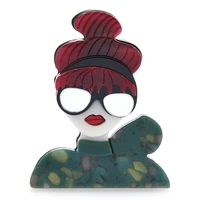 wulibaby wear bowknot shirt girl brooches for women wear glasses beauty hair lady figure party office brooch pin gifts