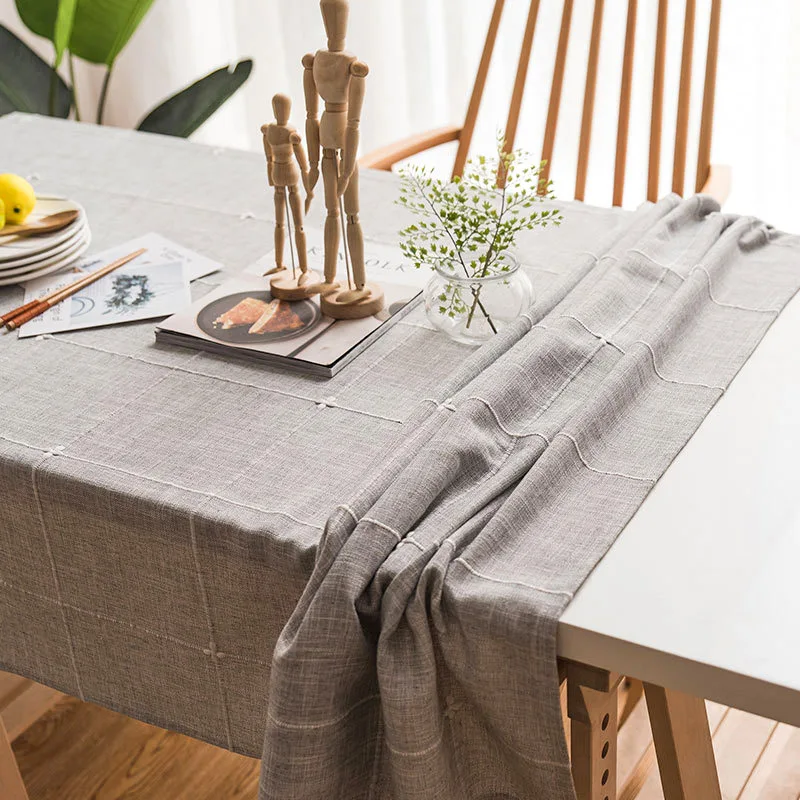 

Linen Tableclothes with Embroidery Coffee Table Cloth Wedding and Easter Table Decoration for Parties Tablecloth Rectangle