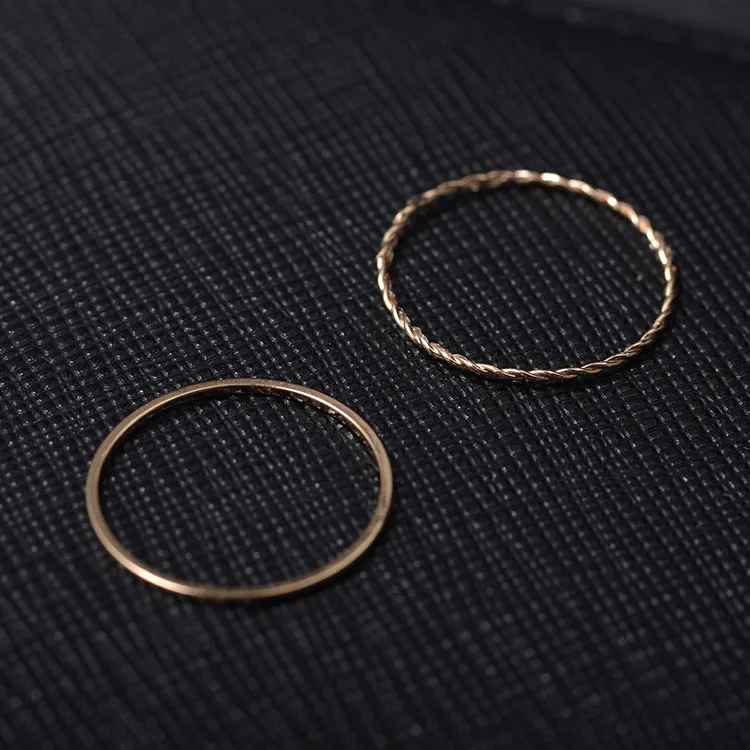 Новые модные золотые двойные кольца из сплава простые геометрические изящные Femme