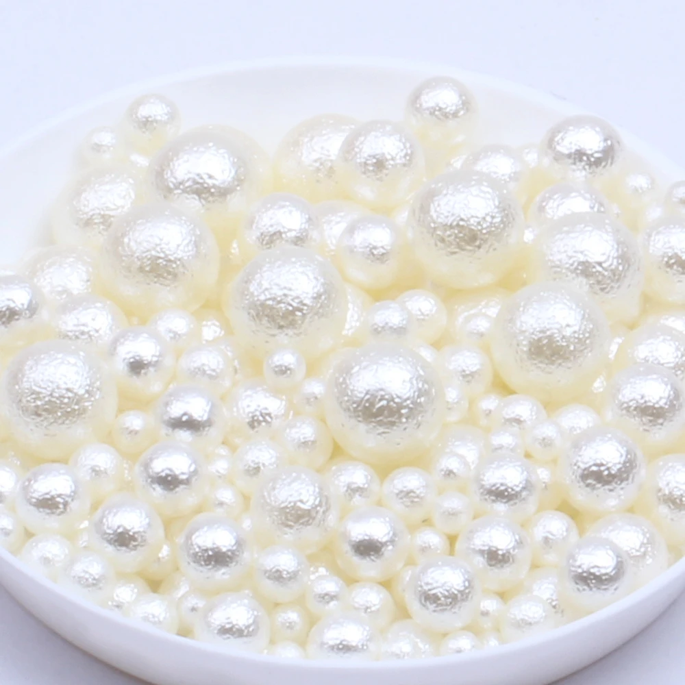 

Wrinkle Pearls Ivory Mixed Sizes 3mm 4mm 5mm 6mm 8mm No Hole Imitation Resin Beads Beige Jewelry DIY Craft Embellishments