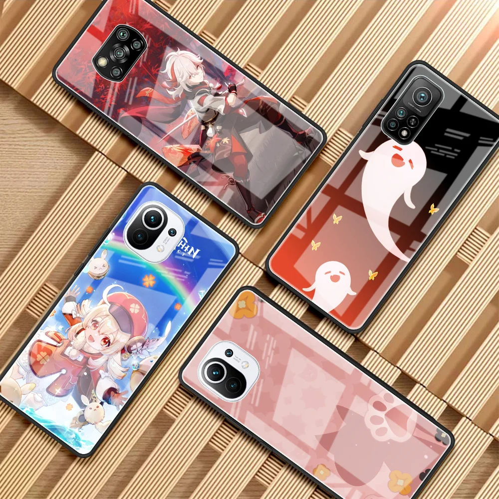 genshin impact glass case for xiaomi mi poco x3 nfc 10t pro note 10 lite f3 gt 11 m3 9t m2 9 luxury tempered phone cover funda free global shipping