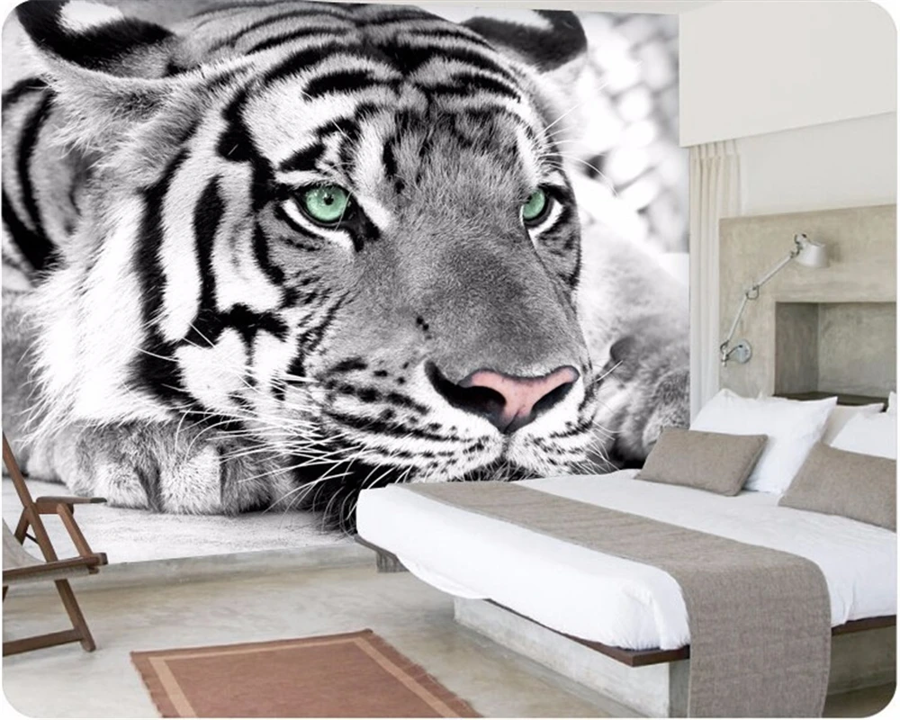 3DBEIBEHANG пользовательские обои фото Тигр черно-белые животные роспись комната