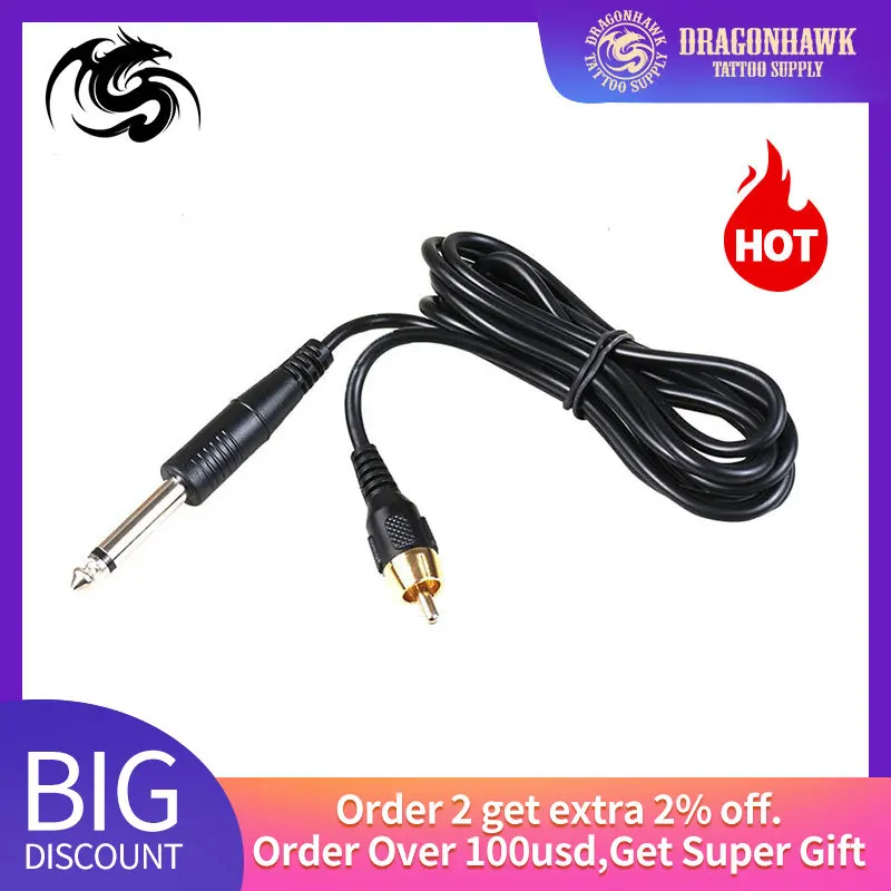 1 шт. RCA тату Pro-дизайн правый угол RCA Клип шнур черный силиконовый зажим шнур для тату машины питания