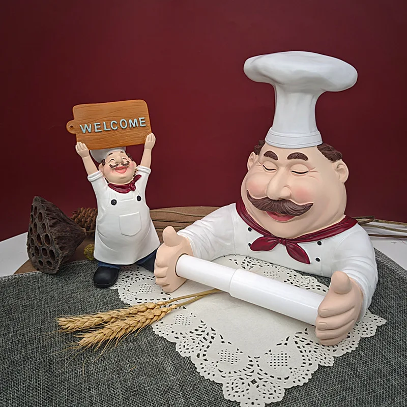 

Fashion Home Decor Chef Series Decoration Creative Resin Crafts Tray Home Living Room Dining Room Kitchen Figurines