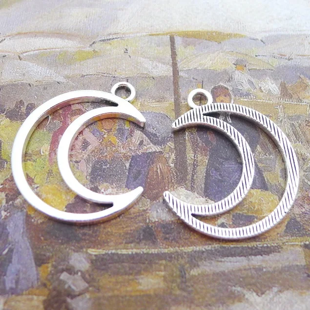 

10 Pieces 24*29mm Mixed Alloy Antique Silver Color Moon Charms Vintage Pendant Accessory For DIY Jewelry Making