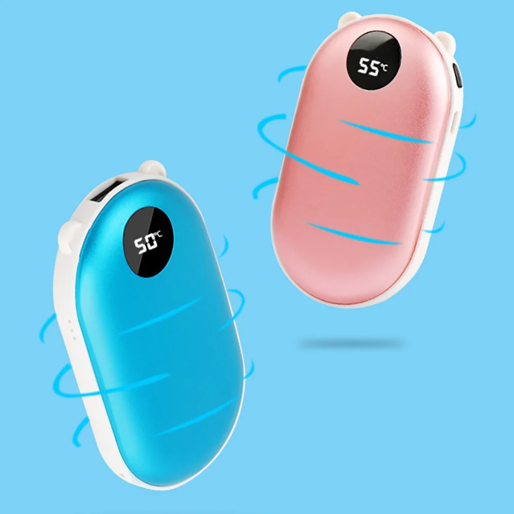 

5200mAh Pebble Hand Warmer Usb Charging Portable Led Digital Display Mini Pocket Power Bank Mobile Power Two-In-One Hand Warmer