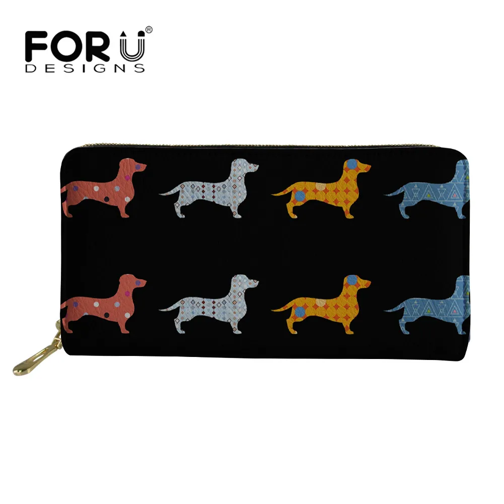 

FORUDESIGNS, женский клатч из искусственной кожи, Длинный кошелек с милым рисунком таксы, собаки, роскошный женский кожаный кошелек на молнии, дер...