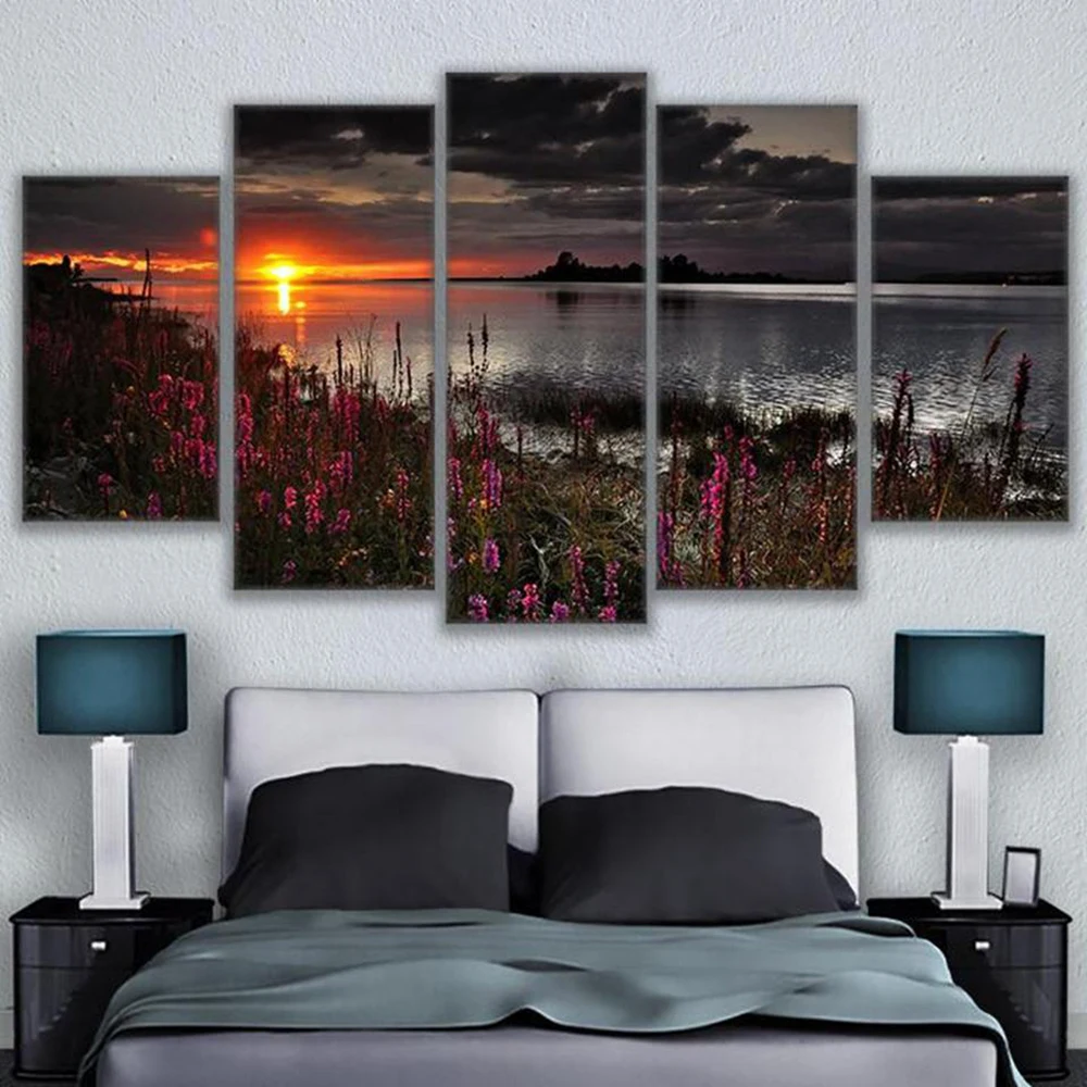 5 шт. настенная Картина на холсте С закатом | Дом и сад
