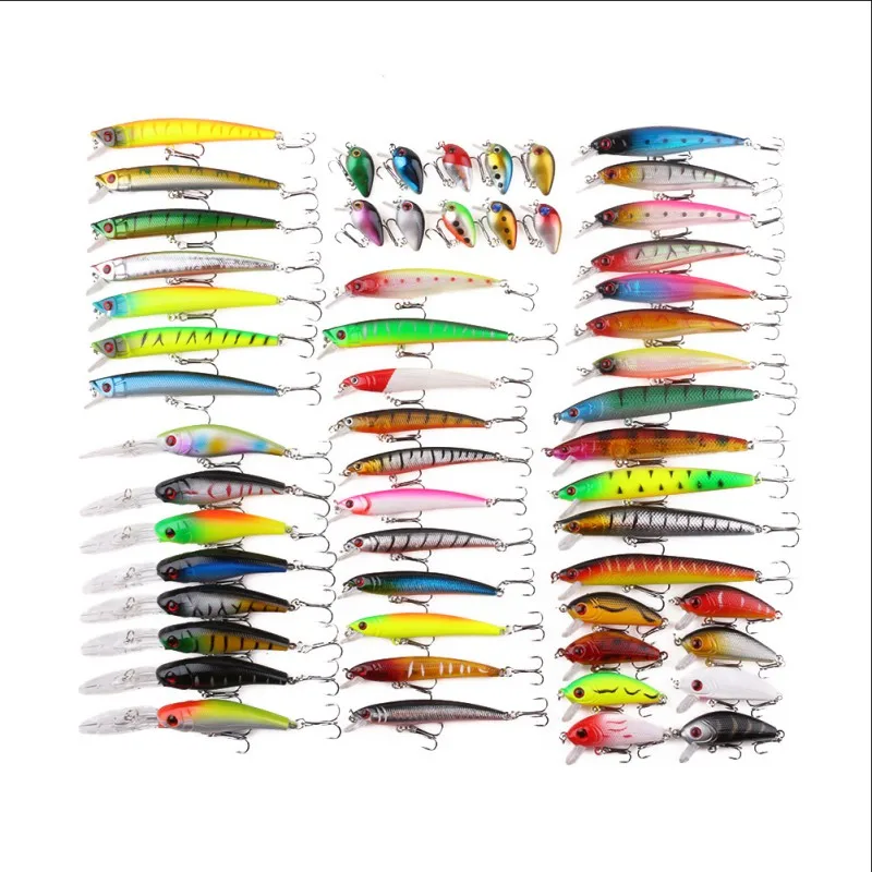 

43/53/56Pcs Set Mixed Fishing Lure Set Kit Hard Bait Insect Artificial Fishing Lure Wobblers Minnow Crankbait Fishing lure
