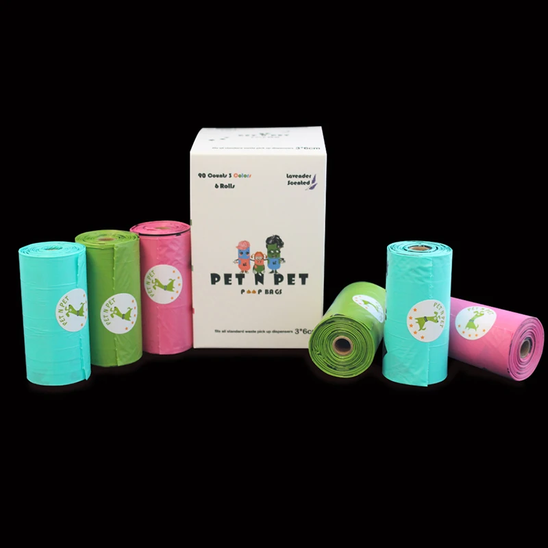 

Lavender Scented Eco Dog Poo Bags 90 counts 6 rolls Rainbow Color Green Blue Pink Waste Bags Dog пакеты для собак