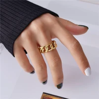 simple design chain ring cool stainless steel adjustable men and women ring punk street style neutral ladies jewelry party gift