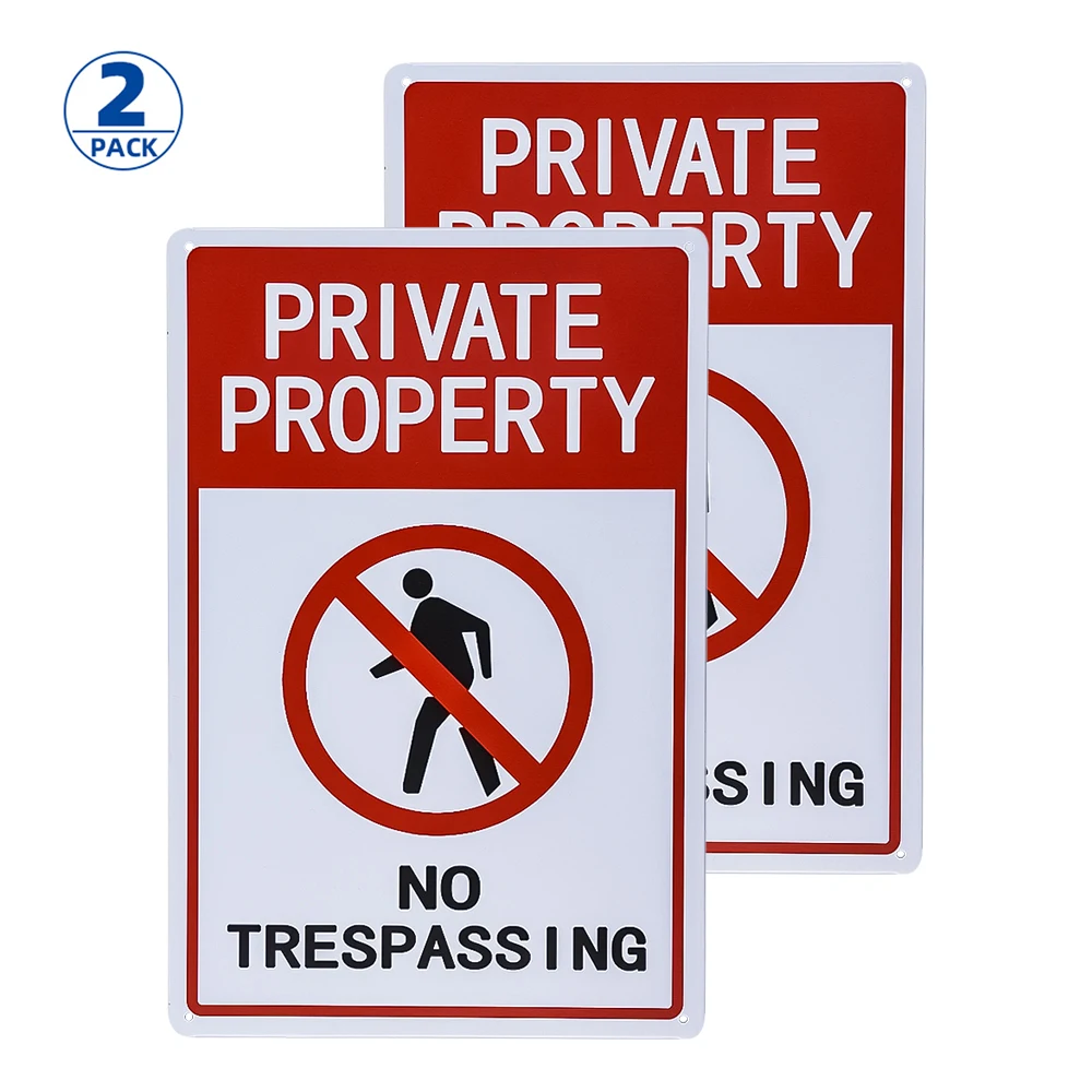 

2 Pack Private Property No Trespassing Sign 12 x 8 Inches UV Protected Metal Sign