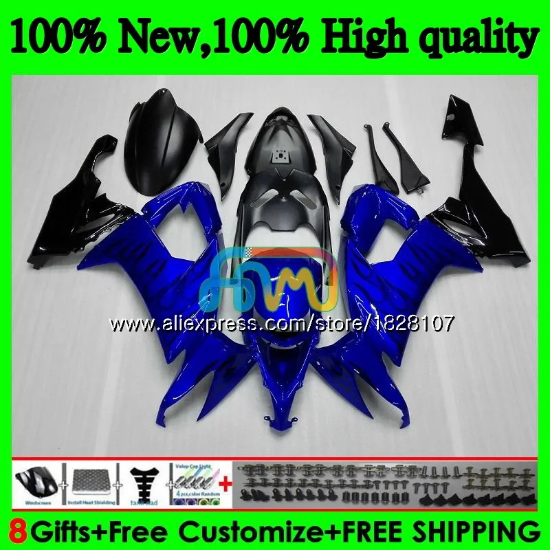 

Body For KAWASAKI ZX1000C ZX-10R ZX 10R 1000CC 17BS.21 ZX1000 ZX 10 R ZX10R 08 09 10 2008 2009 2010 ABS Black flames Fairing kit
