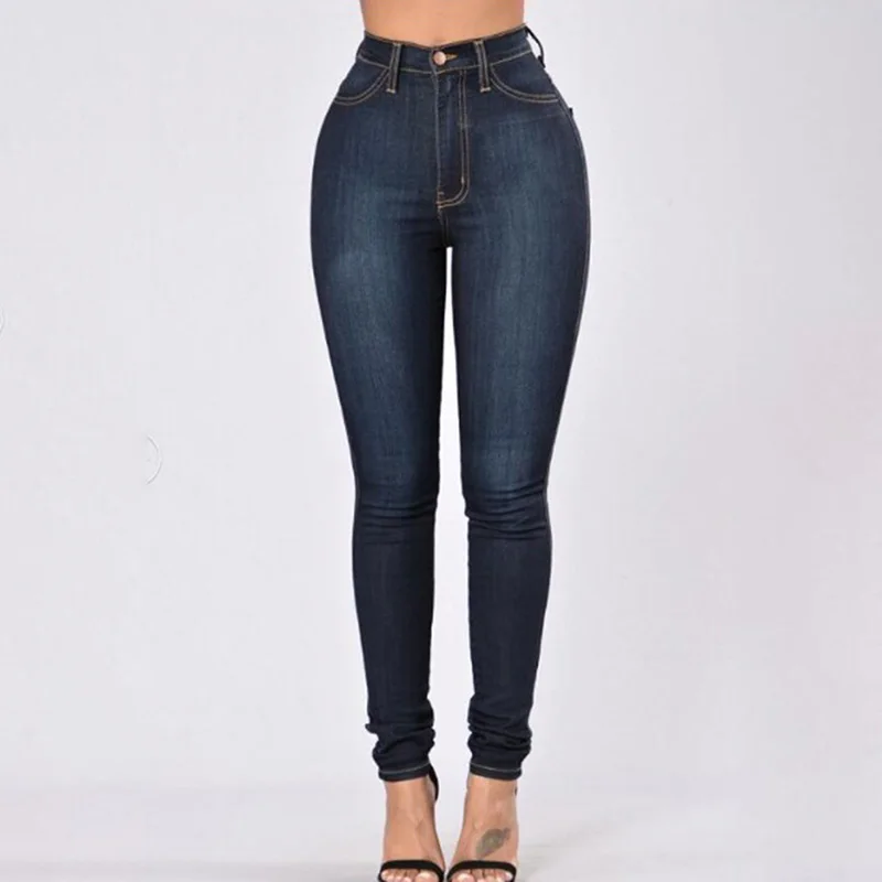 

High Waist Jeans Washed Casual Denim Pencil Pants Women Jeans Women's Grinding White Elastic Skinny Stretch Jeans