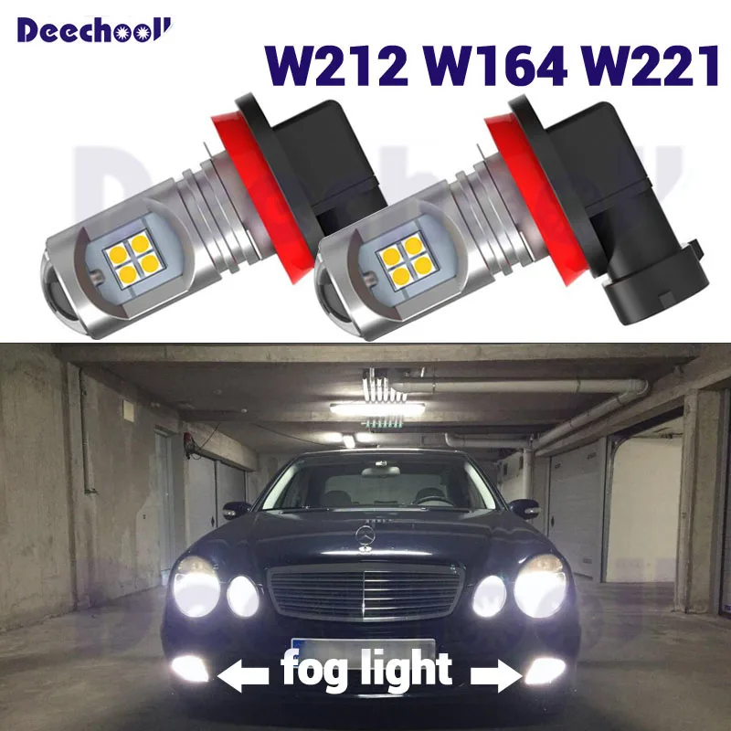 

2 шт., автомобисветодиодный СВЕТОДИОДНЫЕ Лампы Canbus для Mercedes-benz W212, W164, W221, H8, H11, 1200 лм