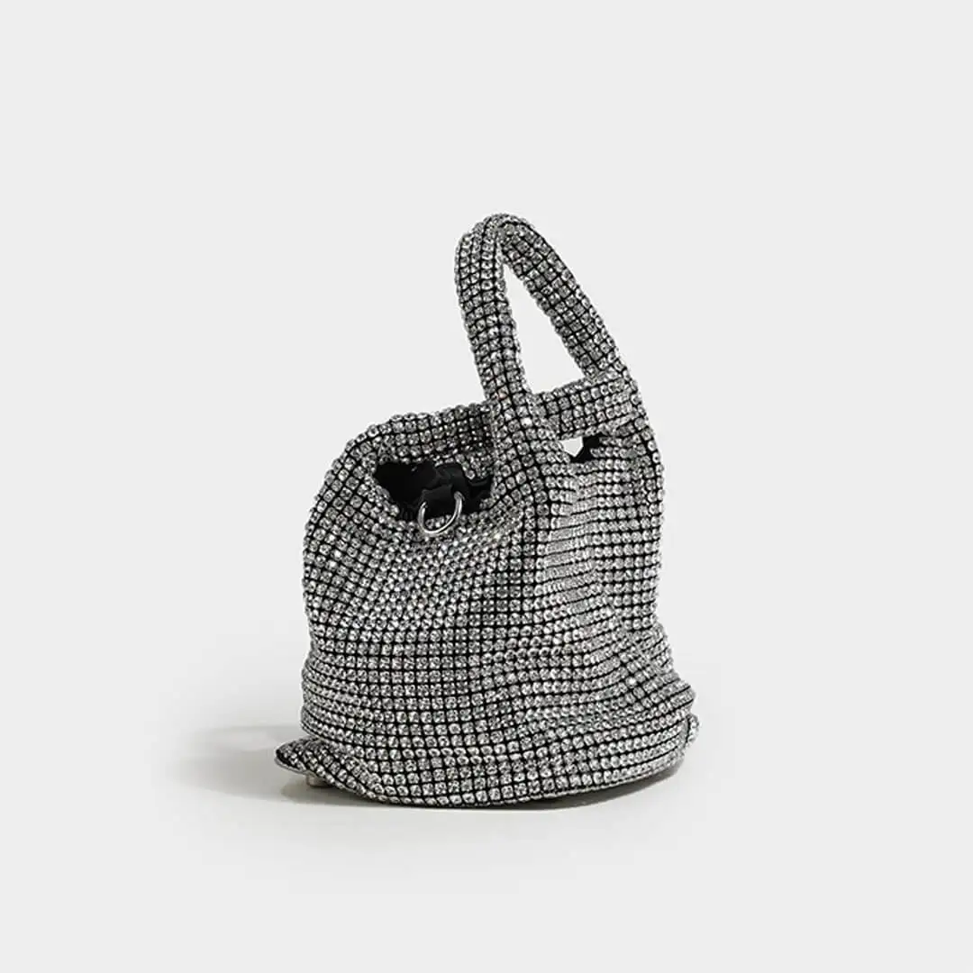 Women's Rhinestone Vegetable Basket Handbag Bucket Bag