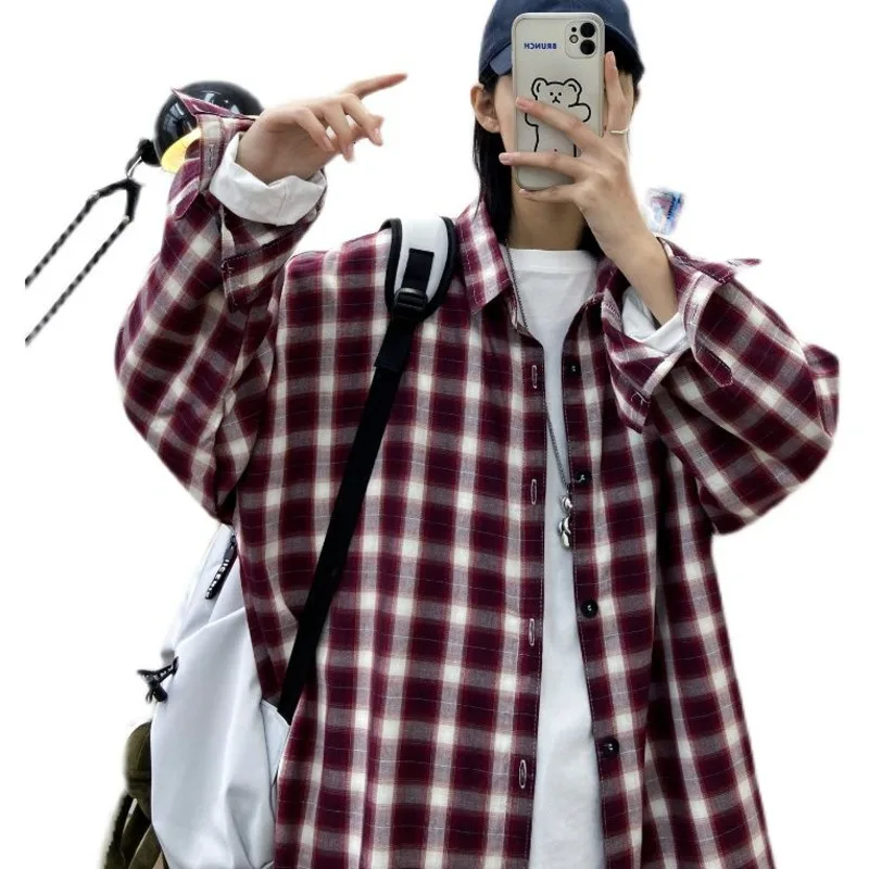 

Spring And Autumn Cotton Plaid Shirt Men's Fashion Retro Casual Shirt Men Streetwear Korean Loose Long-sleeved Shirts Mens M-3XL