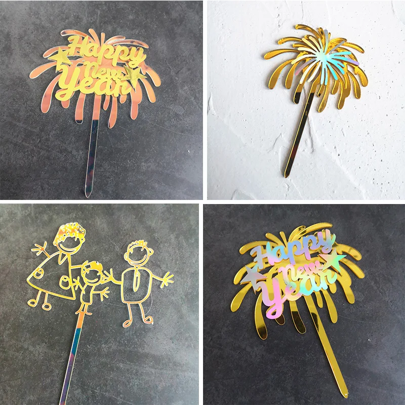 2021 набор для торта с Новым годом Топпер золотые фейерверки счастливая семья