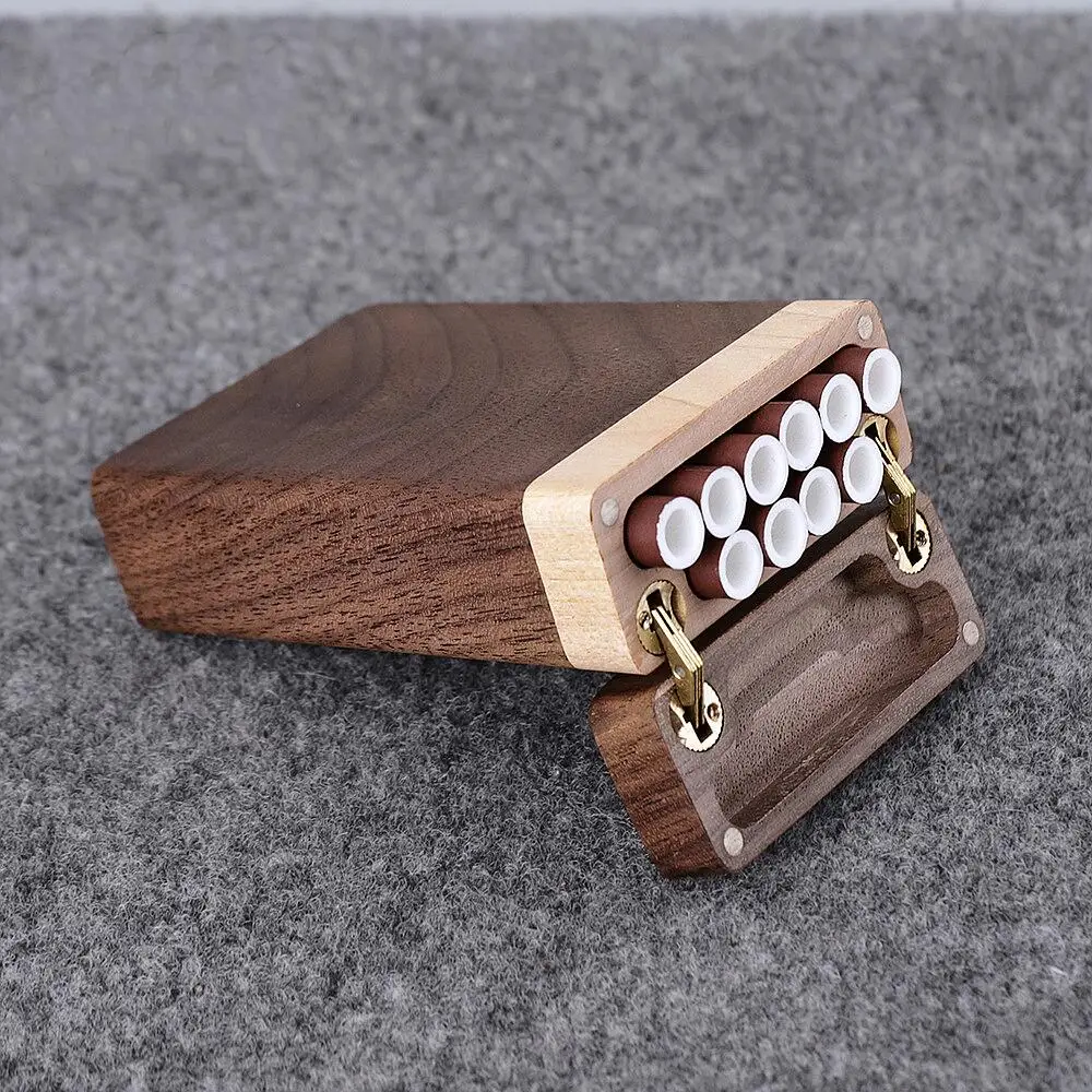 

The Latest Portable Solid Wood Cigarette Box for Men and Women Creative Flip Sliding Lid Wooden Cigarette Box Boyfriend Gift