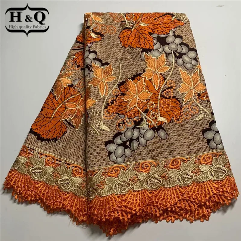 

H&Q New Design fashion African Ankara Wax Fabric with Water Soluble Lace Fabric Nigeria Wax Fabric for tribe Dress H0728