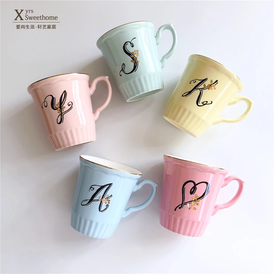 Изысканная Персонализированная керамическая кофейная кружка с алфавитом