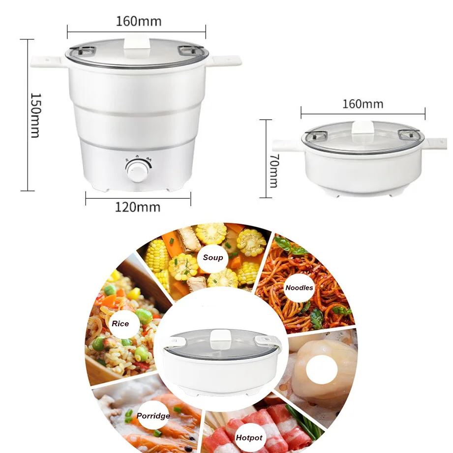 

220v 1-2 L Electric Kettle Silicone Foldable Portable Travel Camping Water Boiler Home Electric Appliance Electric Pot teapot