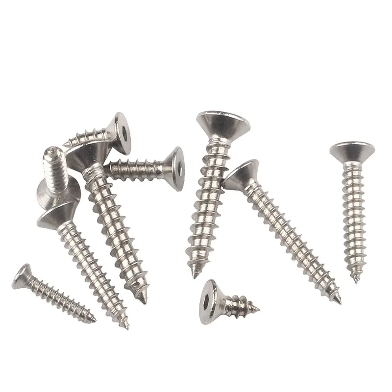 M3 M4 M5 M6 M8 304 самонарезающие шестигранные плоские потайные винты из нержавеющей