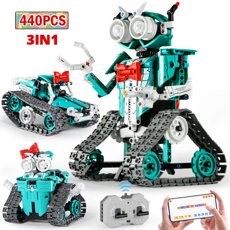 

City Technical 3 in 1 Remote Control Transformation Robot Building Blocks APP Programming Mechanical Bricks Toys For Boys Gifts
