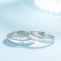 fashion silver color open rings wedding jewelry accessories simple hollow love heart couple rings for lovers