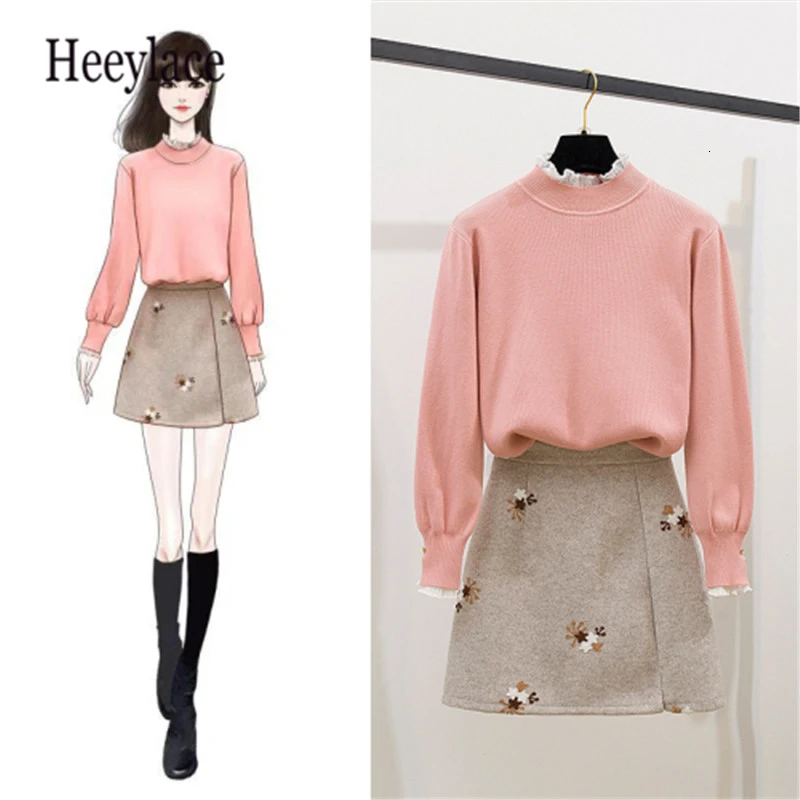 Женский Зимний милый вязаный свитер с длинными рукавами и круглым вырезом топ +