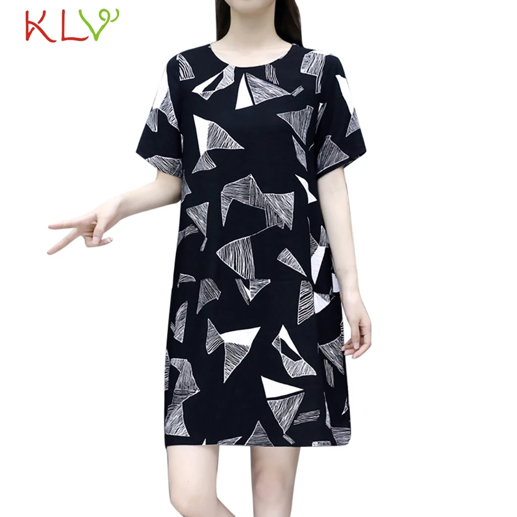 Женское платье с коротким рукавом и принтом большие размеры до 4xl|Женские платья|