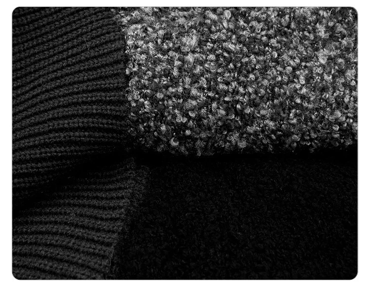 

Women winter outwear wool jackets Fashion turn-down collar wool and sweater patchwork coat Lady batswing irregular overcoats