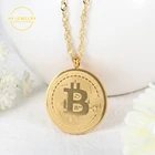 Золотой Биткоин кулон ожерелье для мужчин на заказ, 18k, позолота, нержавеющая сталь, ювелирные изделия памятная монета кулон ювелирные изделия из жемчуга для женщин