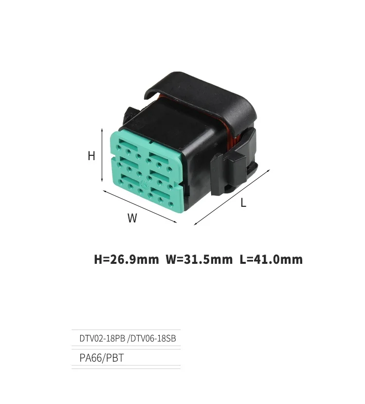 Фото 10 комплектов, 18 штырьков, Φ De Chi Male Female Black Plug DTV06 Carter Excavator CAT330/336C9, соединитель проводки инжектора двигателя №5