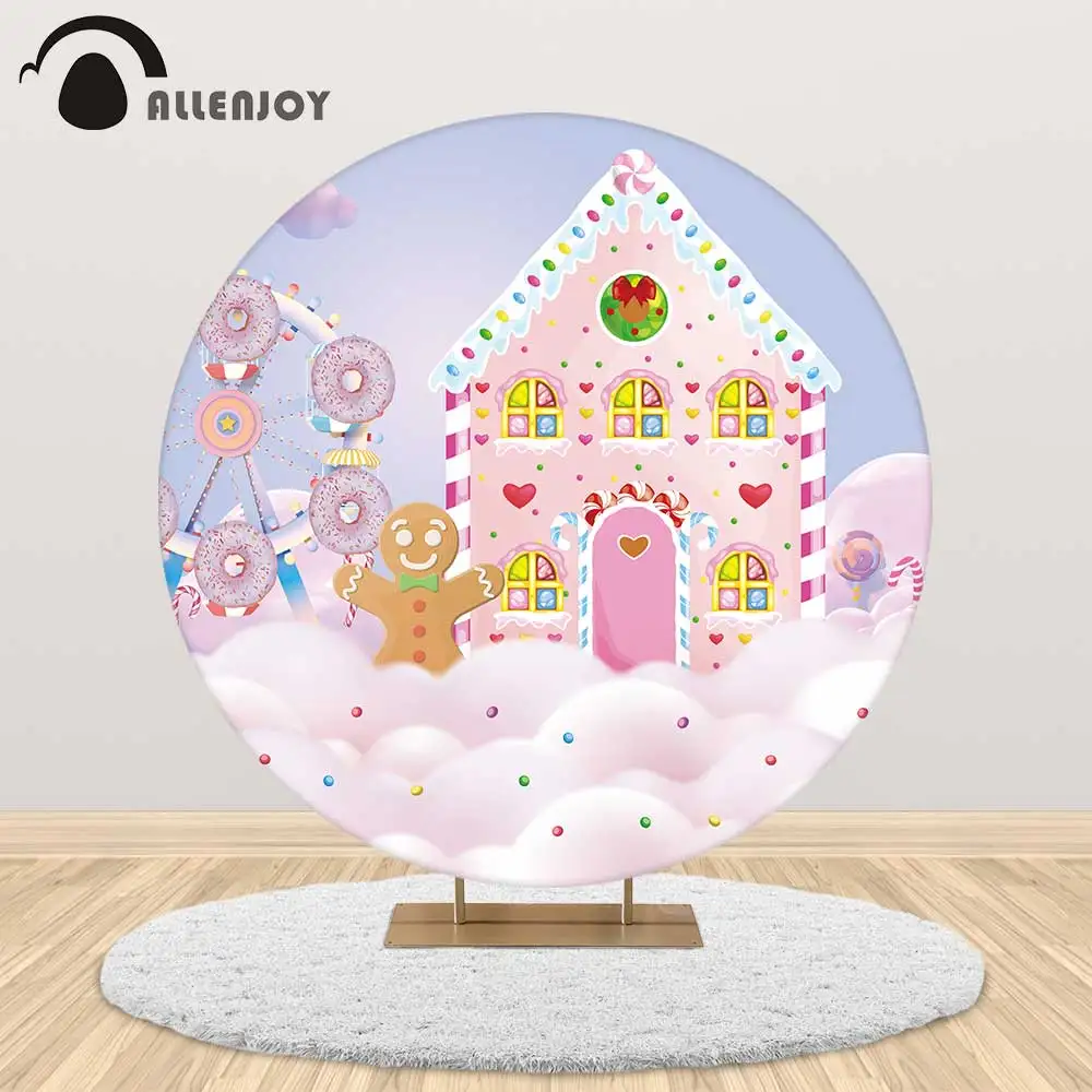 Круглый фон Allenjoy candyland для детской фотосъемки на день рождения с изображением
