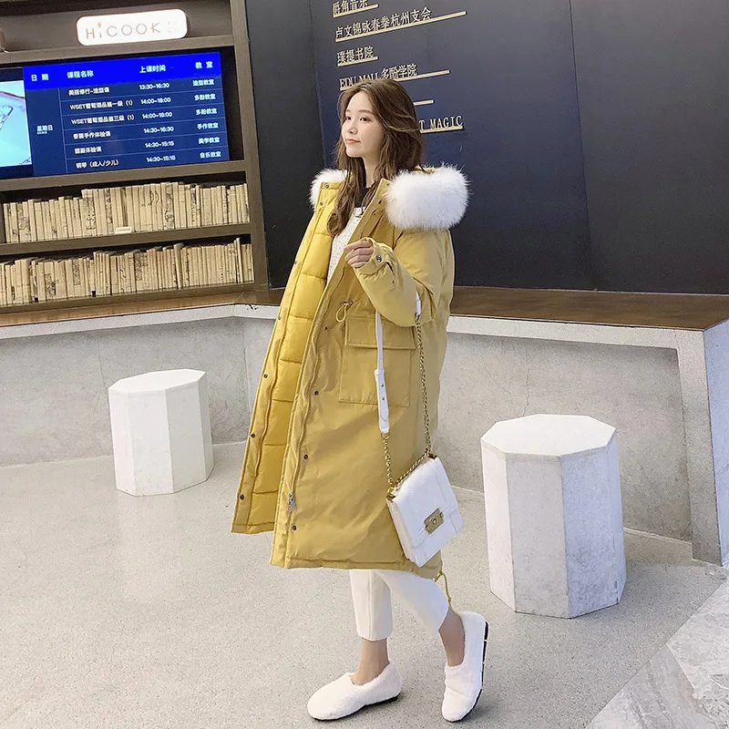 Зимняя свободная одежда средней длины в Корейском стиле для студентов с
