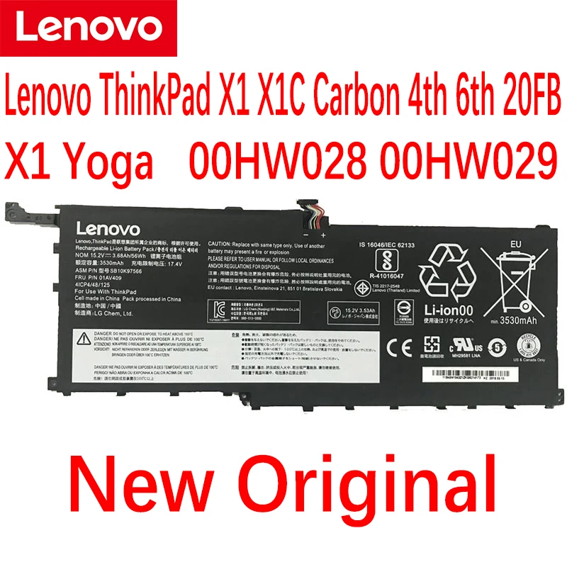 Оригинальный аккумулятор для ноутбука LENOVO X1C 01AV410 01AV438 01AV439 01AV441 SB10K97567 SB10K97566