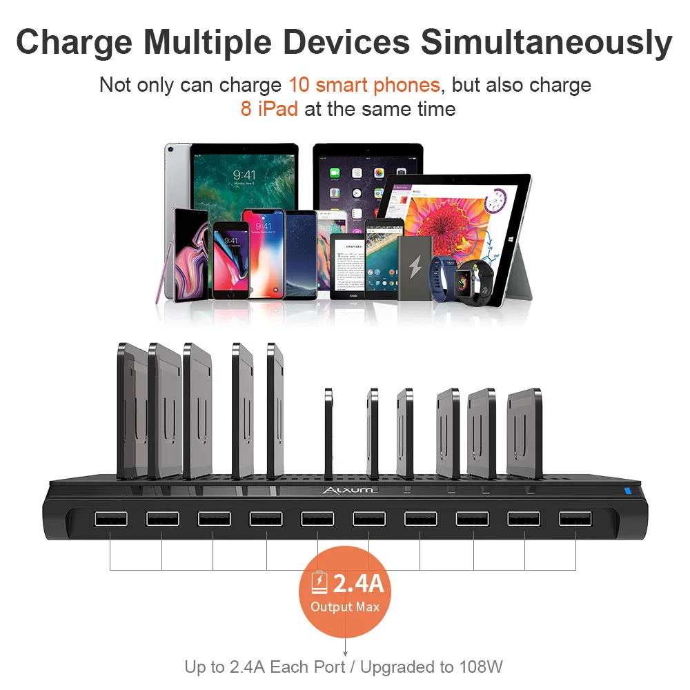 10 Port USB Charger for Mobile Phone iPhone Xiaomi Samsung iPad Power Bank Multiple Usb Fast Charging Home Desktop Wall | Мобильные